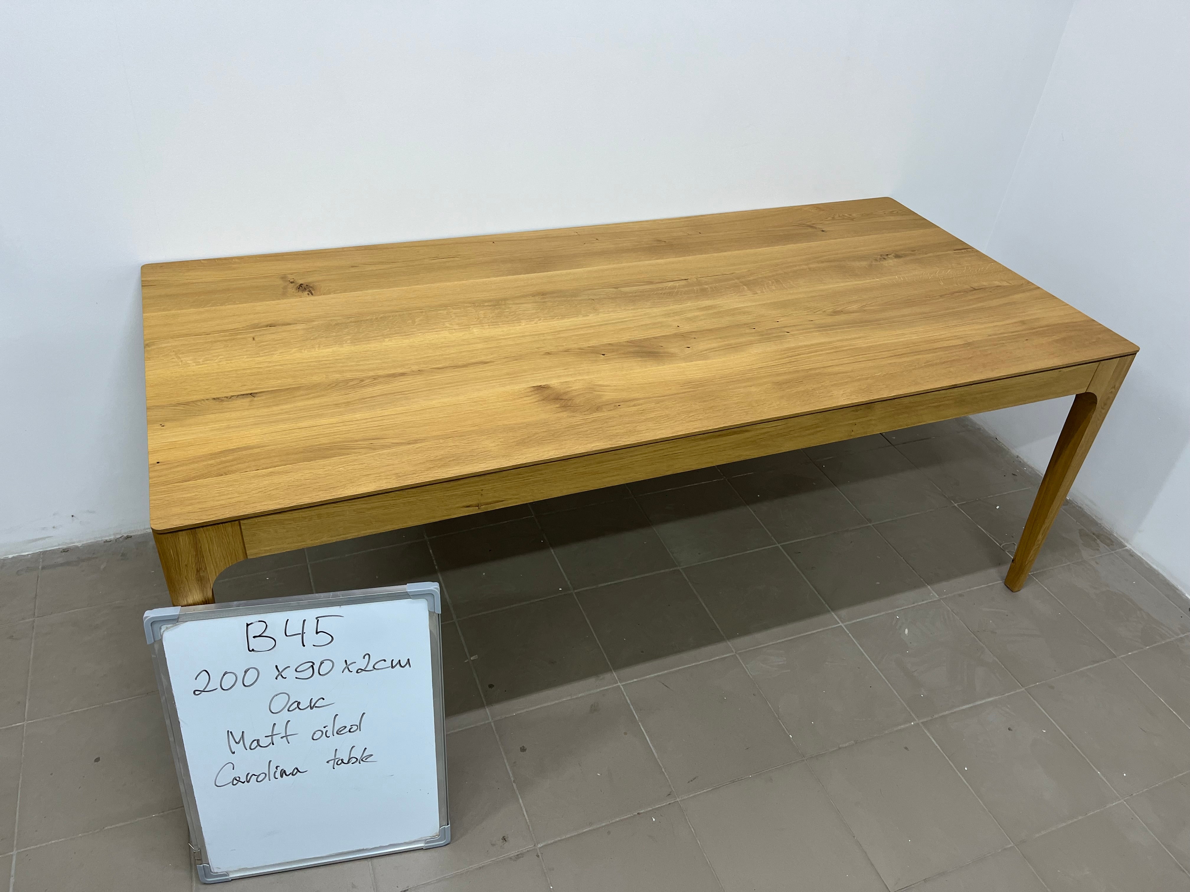 CAROLINA | Table en chêne | 200 x 90 x 2 cm | Stock B45