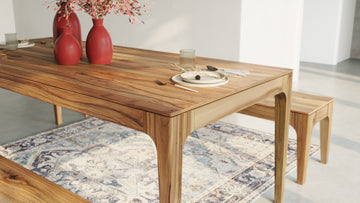 Table à manger 140x90 en bois de Sheesham teinté brun mat pieds en