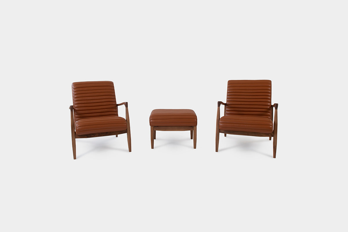 Modern Armchair and Ottoman in Spanish Leather or Wool | LAICA Armchair-Hardman Design