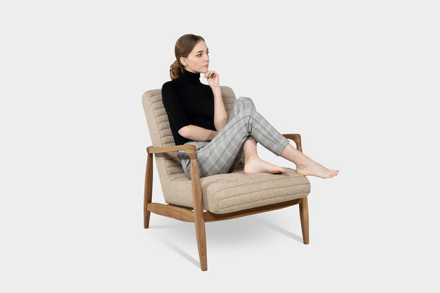 LAICA | Modern Armchair and Ottoman in Italian Leather or Wool image 2
