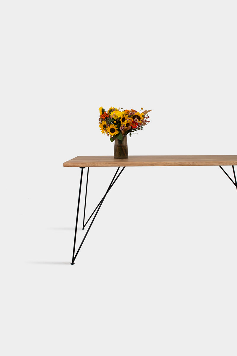 Bauhaus Walnut Dining Table on Metal Legs | AEMILIA-Hardman Design