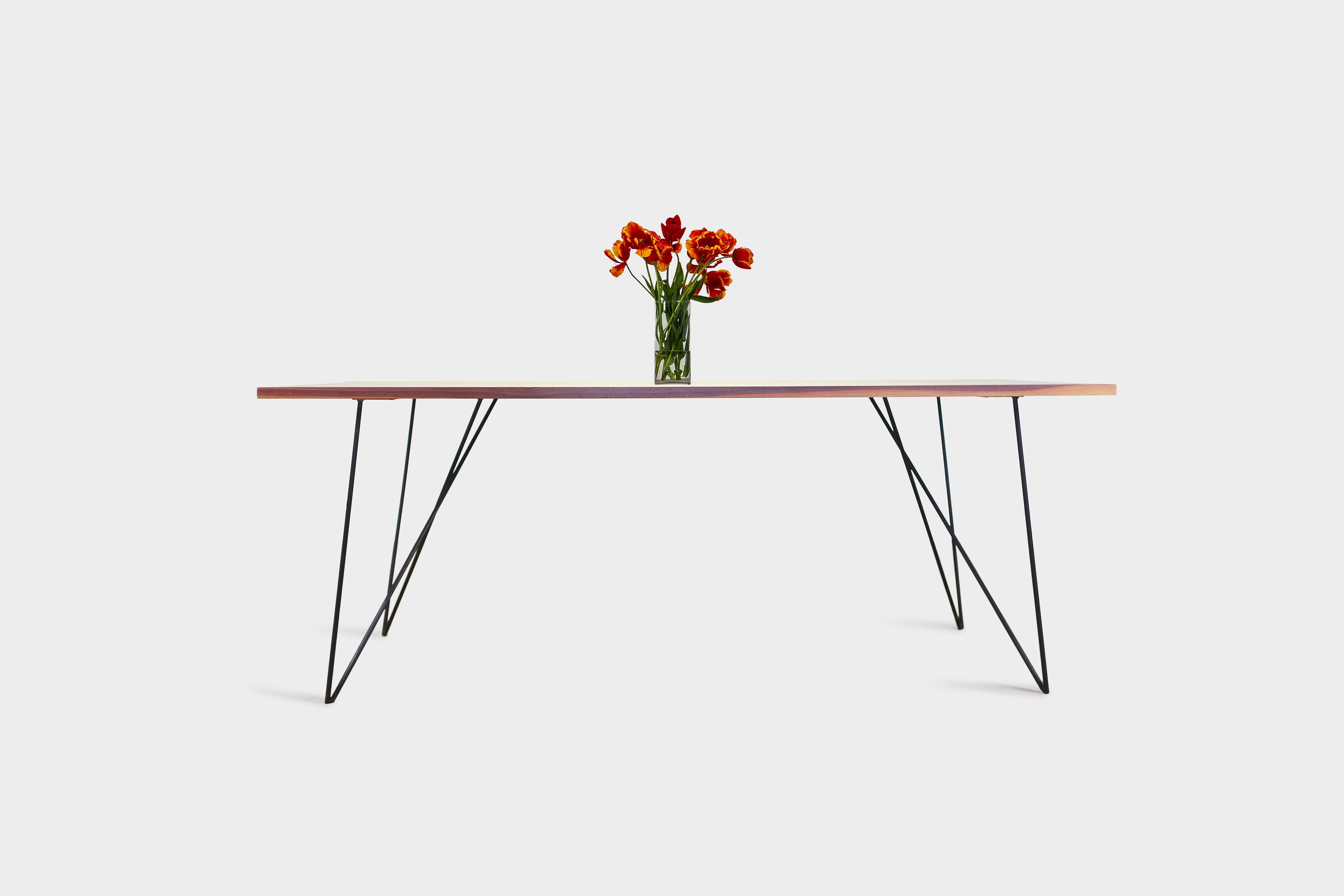 Bauhaus Walnut Dining Table on Metal Legs | AEMILIA-Hardman Design